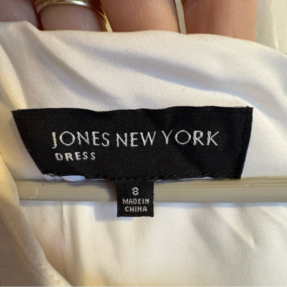 Jones New York Floral Dress Sz 8 Sleeveless A-Line Pleated Cotton Stretch White - Picture 3 of 9